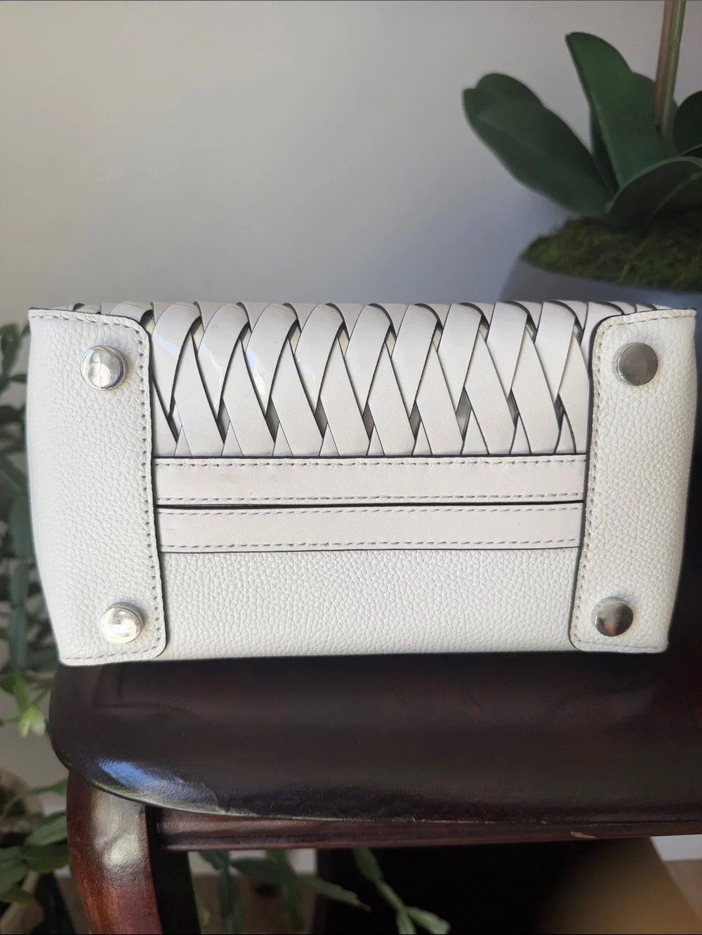 Michael Kors White Woven Leather Tote